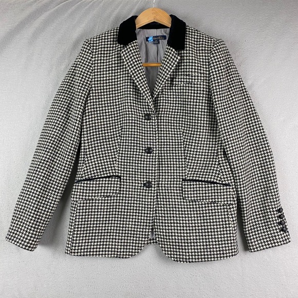 Brooks Brothers Jackets & Blazers - Brooks Brothers Womens blazer 10 houndstooth Wool Black White Moon England
